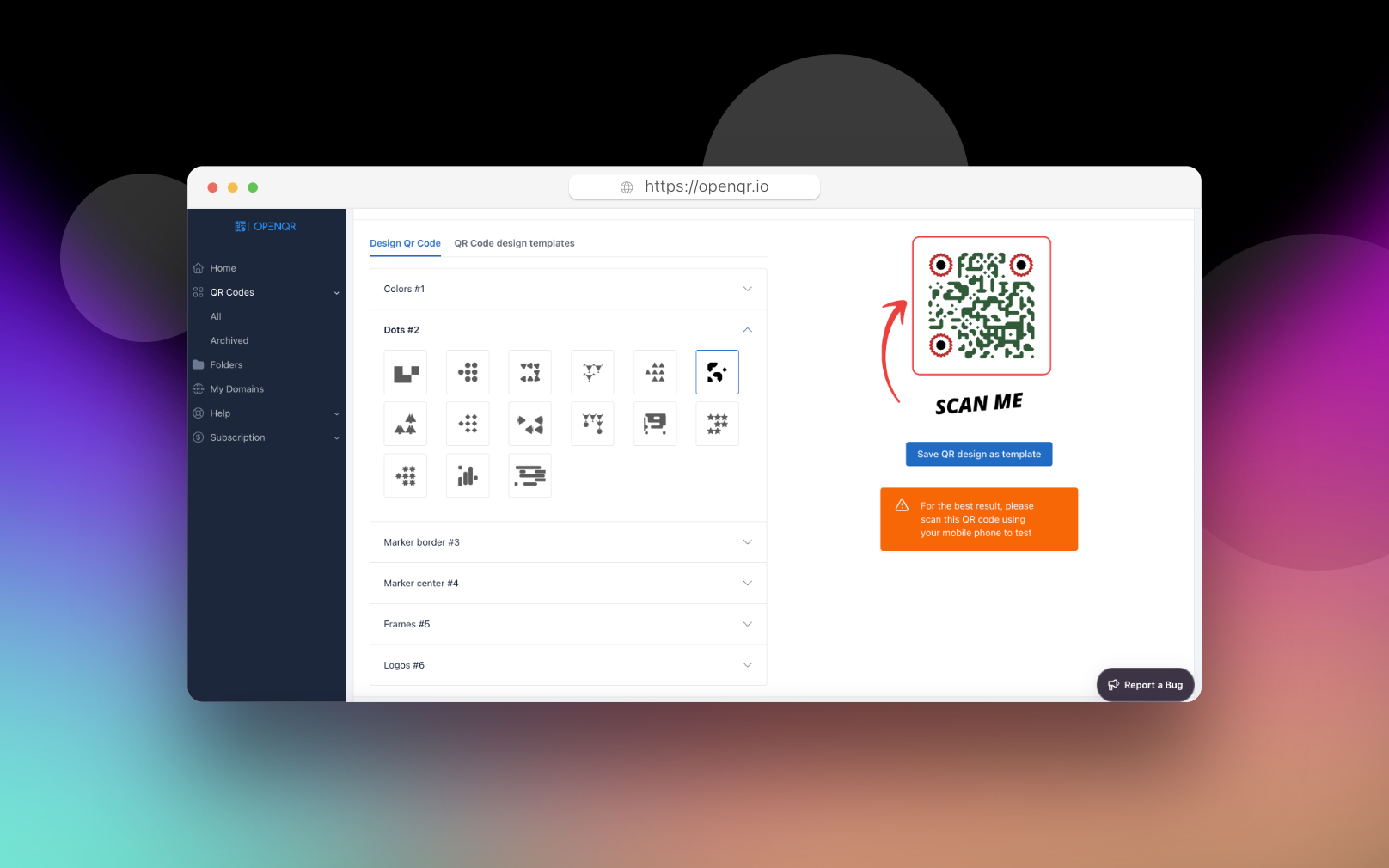 Edit qr code design
