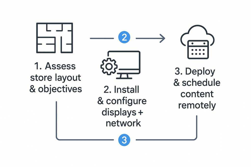 This flowchart breaks down the core stages of setting up your system, from planning all the way to deployment.