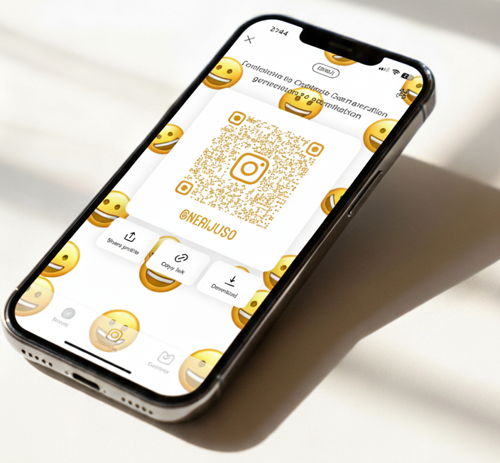 A screenshot from Instagram's Help Center displaying the QR code generation screen with color and emoji background options.