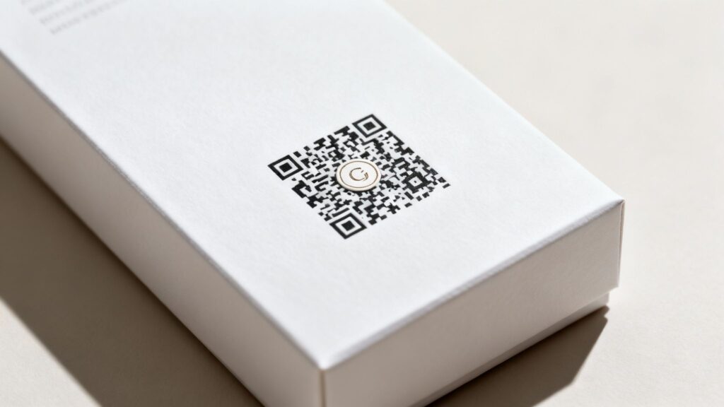 A custom QR code with a prominent logo