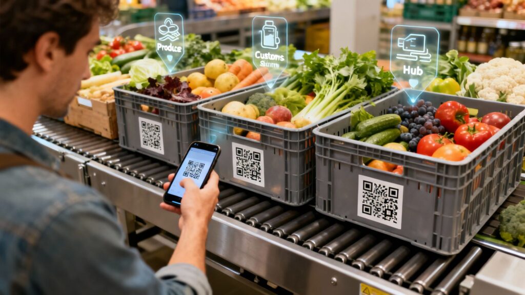 A QR code on a food package