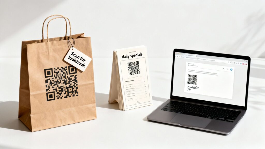 QR code on products, menu, email