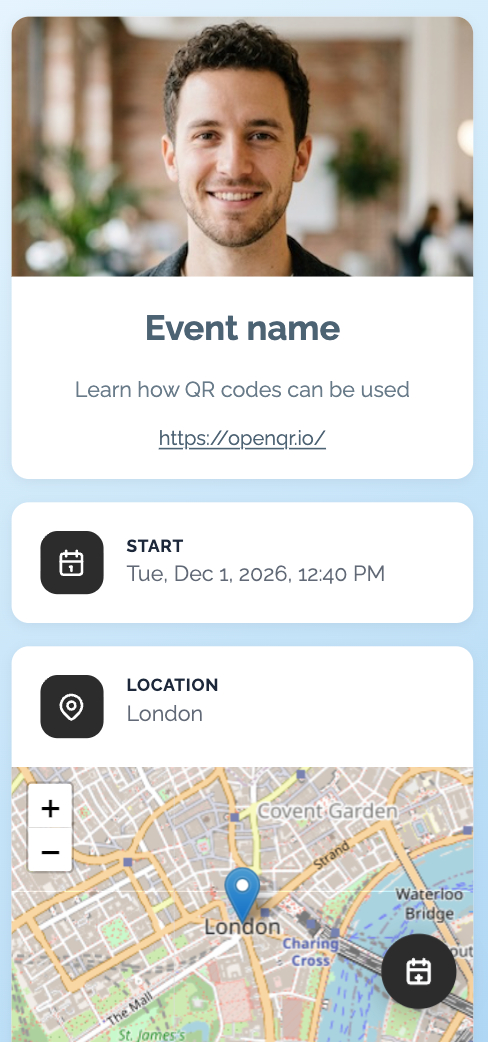 Light blue event qr code template