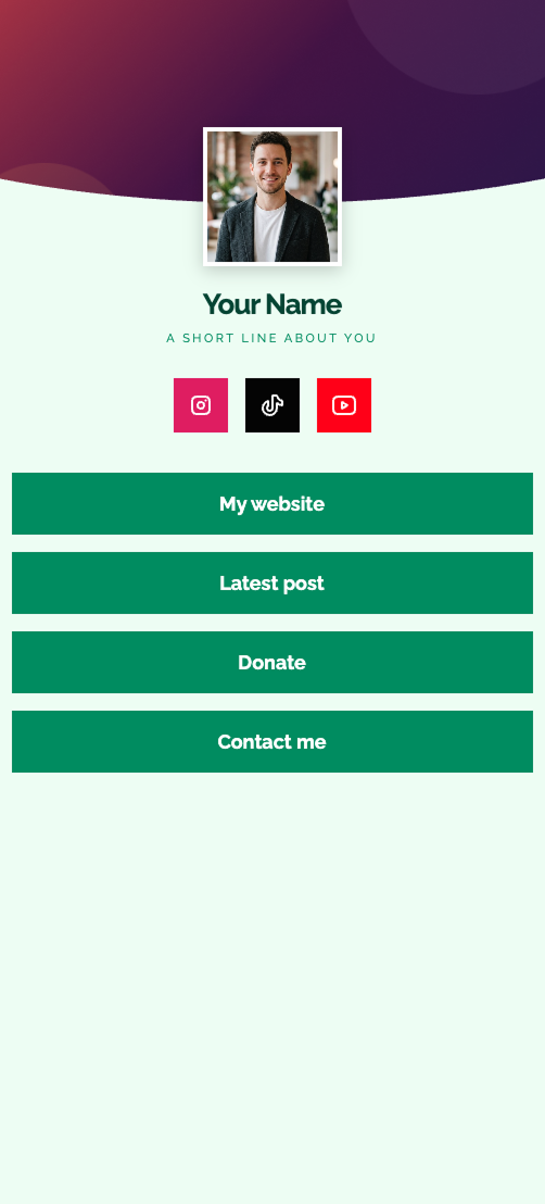 Green multi links qr code template