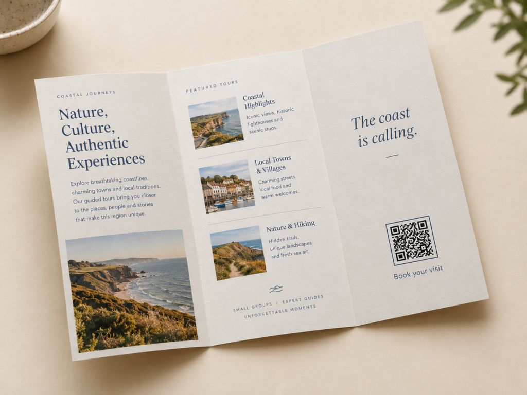 QR code on a trifold brochure