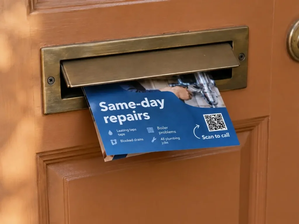 Flyer with a QR code in a letterbox