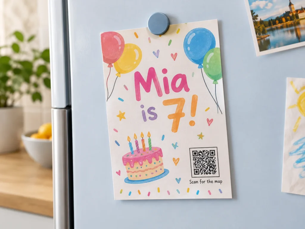 QR code on a birthday party invitation