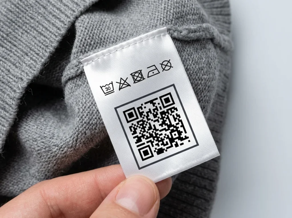 QR code on a clothing care label