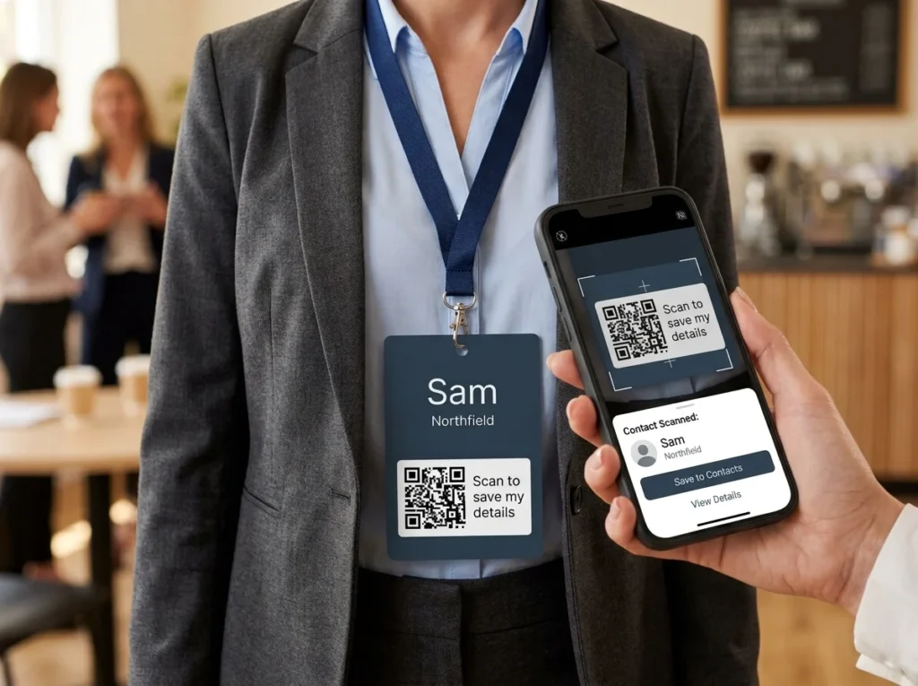 QR code on a conference badge