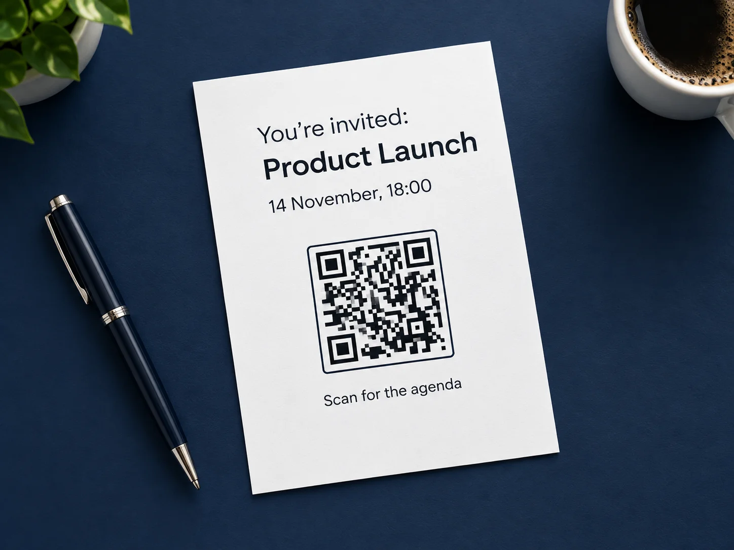 QR code on a business launch event invitation