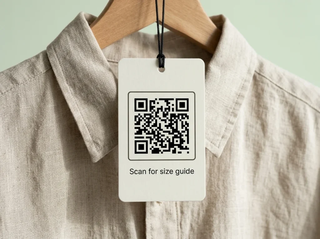 QR code on a clothing hang tag