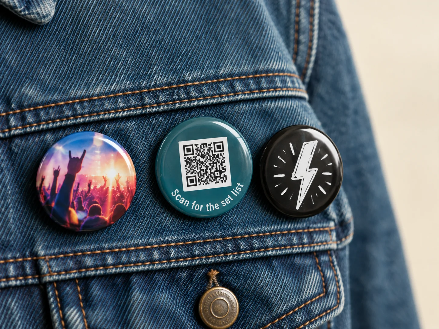 QR code on a pin badge