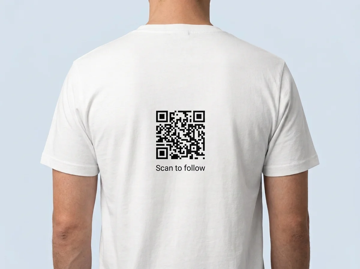 QR code printed on a T-shirt
